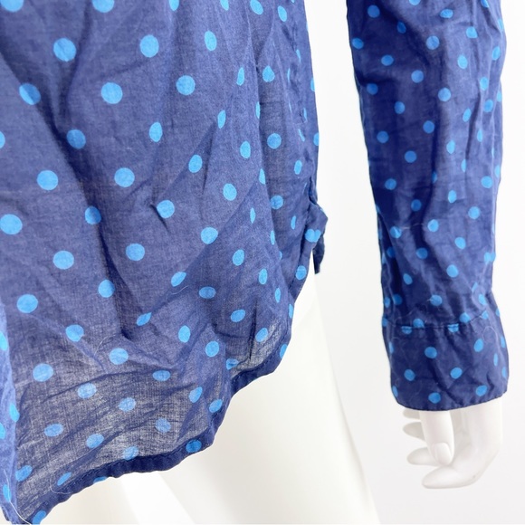 Birds Of Paradis by Trovata Women's Navy Blue Polka Dot Long Sleeve Shirt Size S - Picture 6 of 11